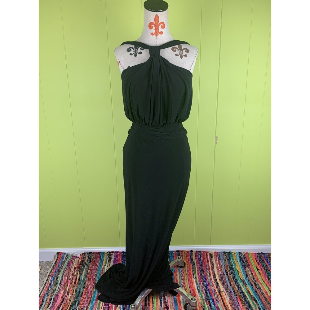 NIGHT WAY COLLECTIONS black long sleeveless maxi dress S Small Lined Formal Zip